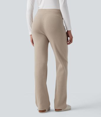 Pantalon lounge en maille, taille mi-haute, à cordon et poches