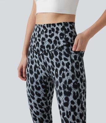 Halara UltraSculpt™ leggings da yoga SoCinched a vita alta, stampa leopardata, modellanti per l'addome, con tasche