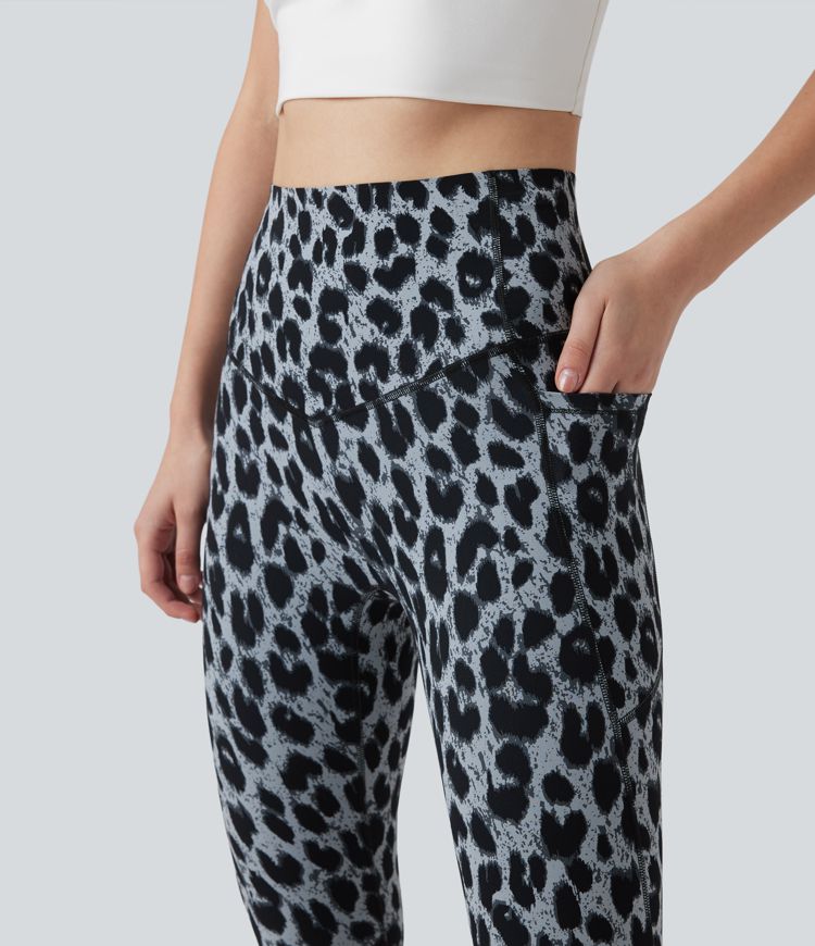 Halara UltraSculpt™ leggings da yoga SoCinched a vita alta, stampa leopardata, modellanti per l'addome, con tasche