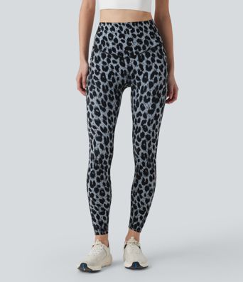Halara UltraSculpt™ leggings da yoga SoCinched a vita alta, stampa leopardata, modellanti per l'addome, con tasche