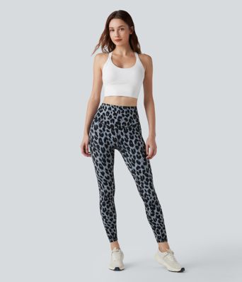 Halara UltraSculpt™ leggings da yoga SoCinched a vita alta, stampa leopardata, modellanti per l'addome, con tasche