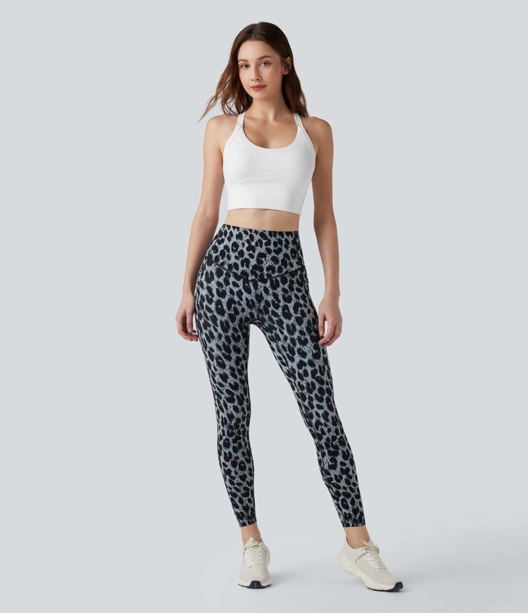 Halara UltraSculpt™ leggings da yoga SoCinched a vita alta, stampa leopardata, modellanti per l'addome, con tasche