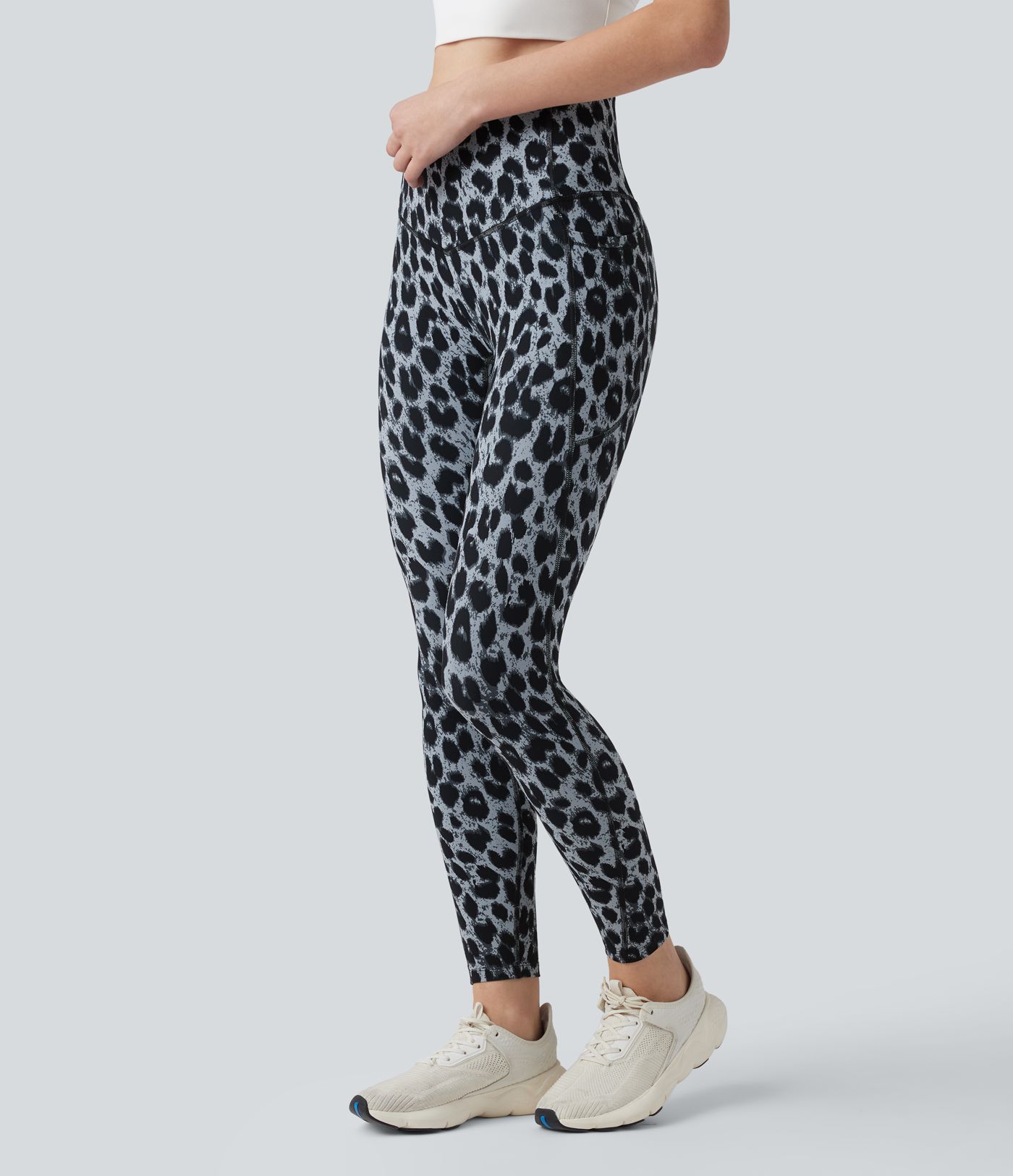 Halara UltraSculpt™ leggings da yoga SoCinched a vita alta, stampa leopardata, modellanti per l'addome, con tasche