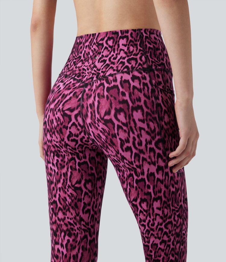 Halara UltraSculpt™ yoga leggings SoCinched high tail, imprimé léopard, gainant pour le ventre, avec poches