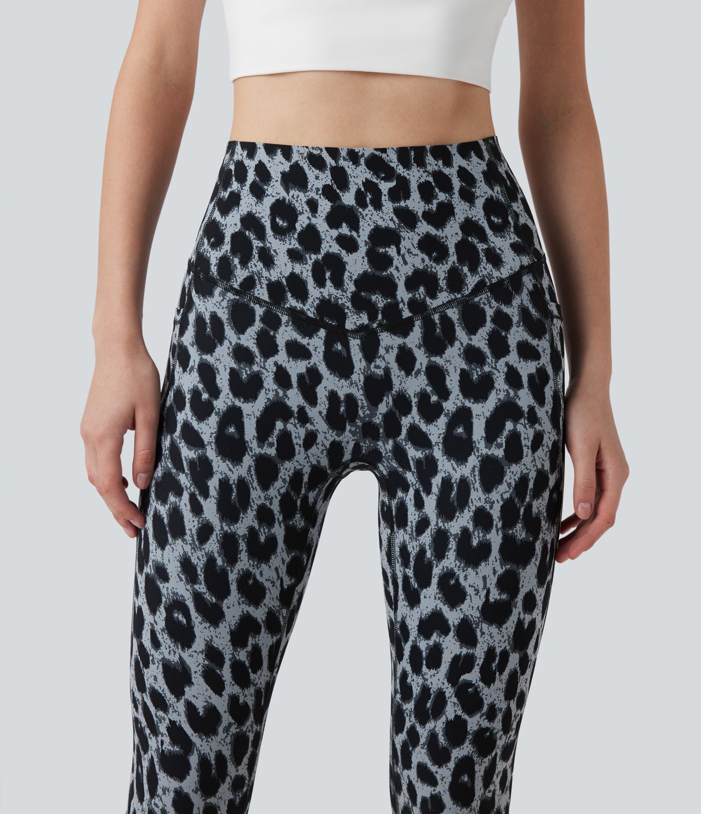 Halara UltraSculpt™ leggings da yoga SoCinched a vita alta, stampa leopardata, modellanti per l'addome, con tasche