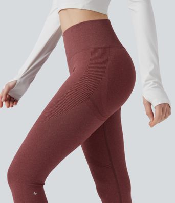 7/8-Yoga-Leggings mit hohem Bund, Bauchkontrolle und nahtlosem Flow - Po-Lifting