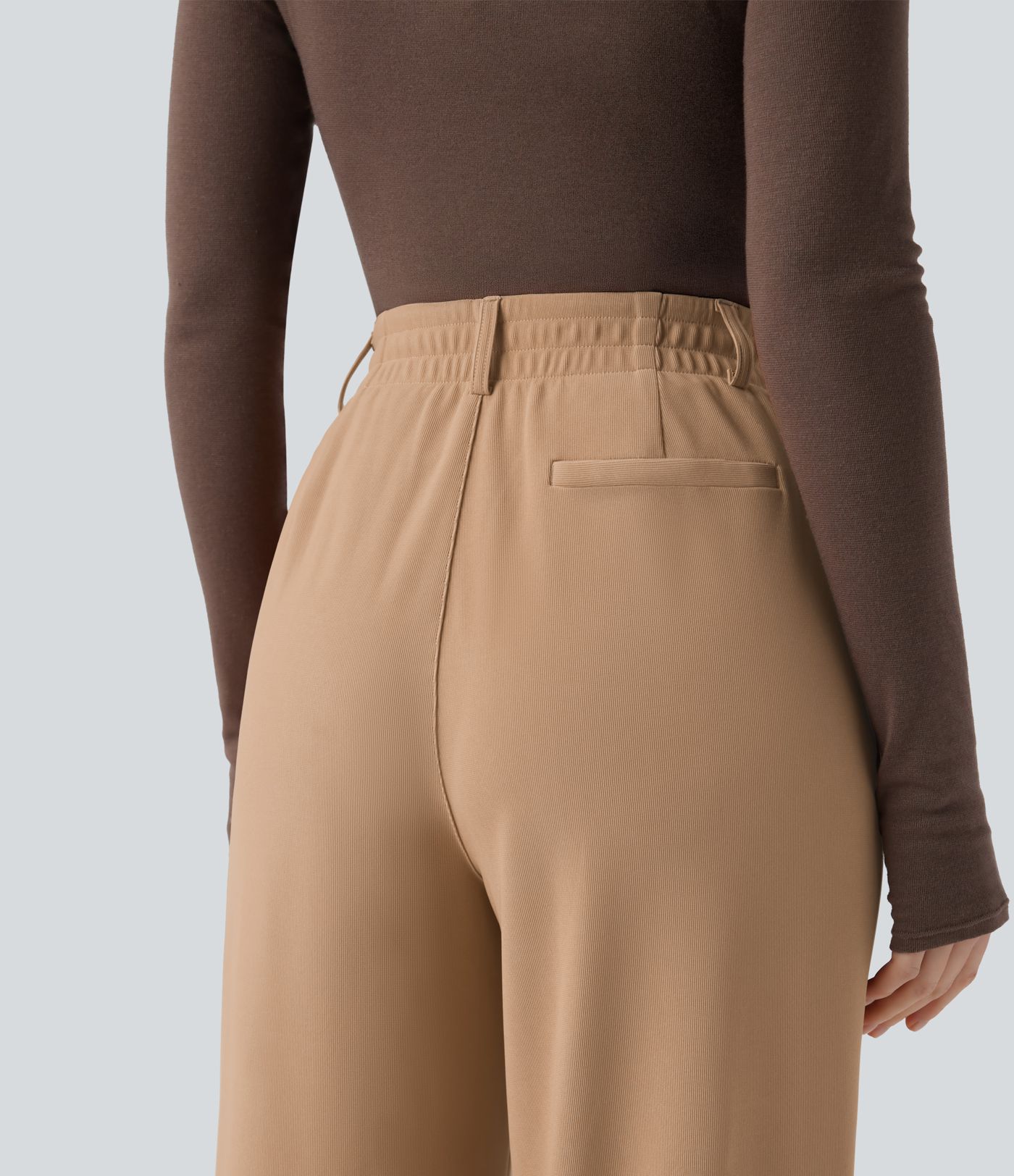 Halara Flex™ Arbeitshose mit hoher Taille, geradem Bein und Micro-Waffle-Struktur, mit Taschen