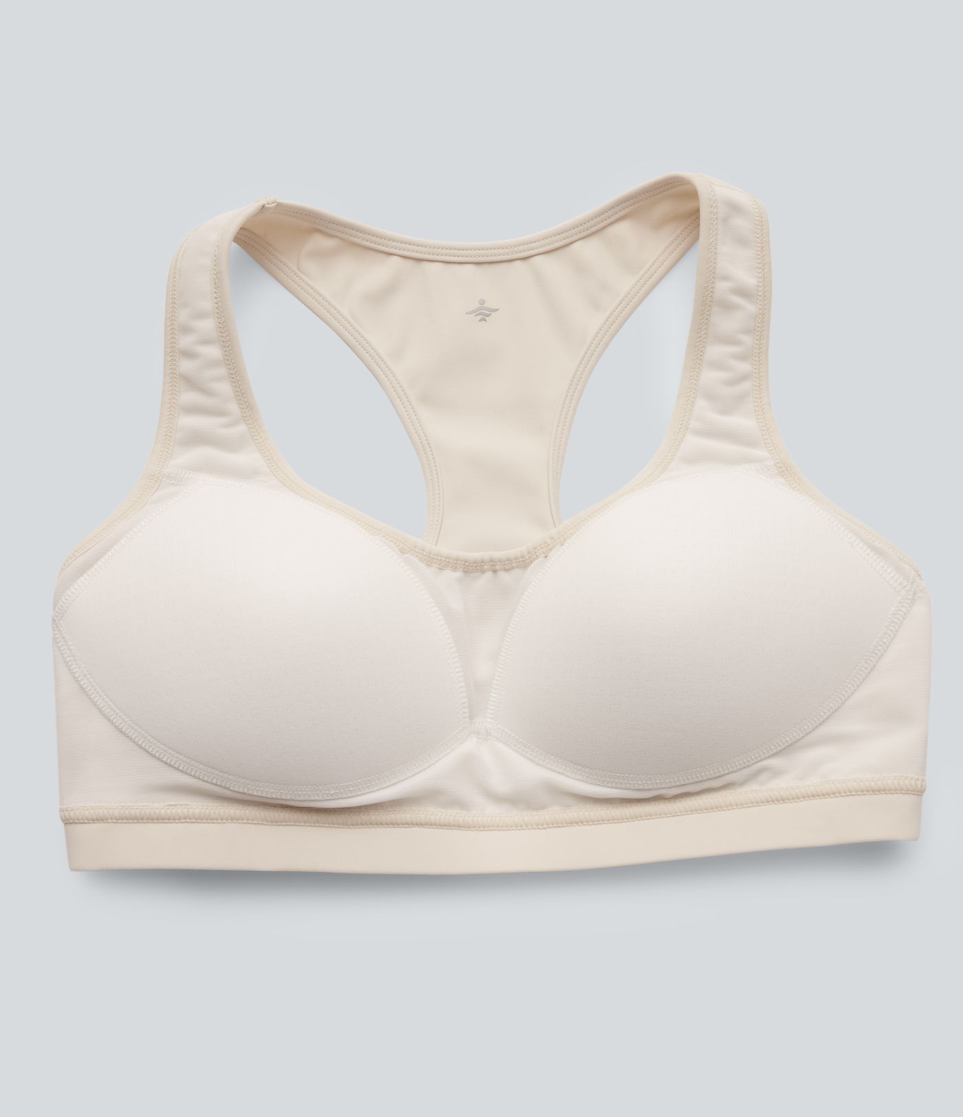 Transparentes Mesh-Top mit U-Ausschnitt, langen Ärmeln und Sport-BH mit Racerback - Push-Up