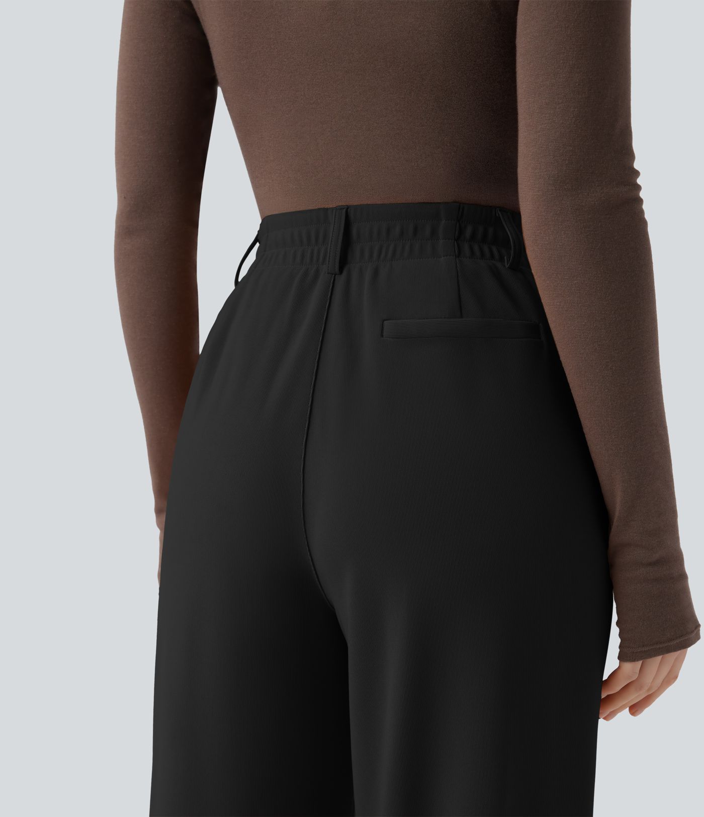 Pantalon tailleur Halara Flex™ taille haute coupe droite micro-gaufré avec poches