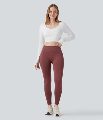 7/8-Yoga-Leggings mit hohem Bund, Bauchkontrolle und nahtlosem Flow - Po-Lifting