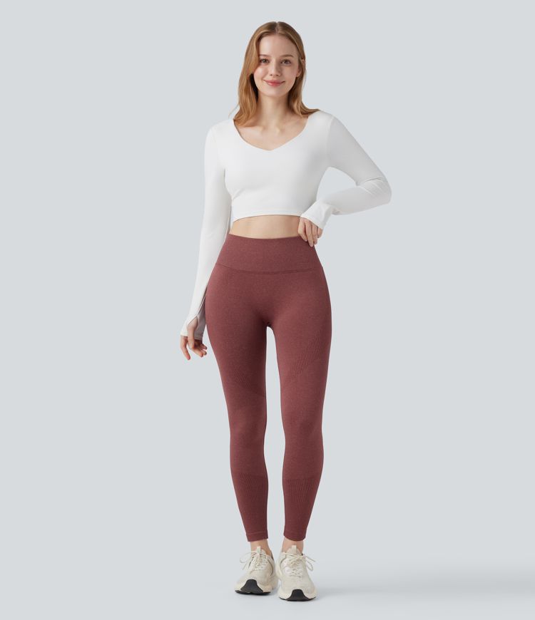 Seamless Flow High Waisted Tummy Control Butt Lifting Yoga 7/8 Leggings