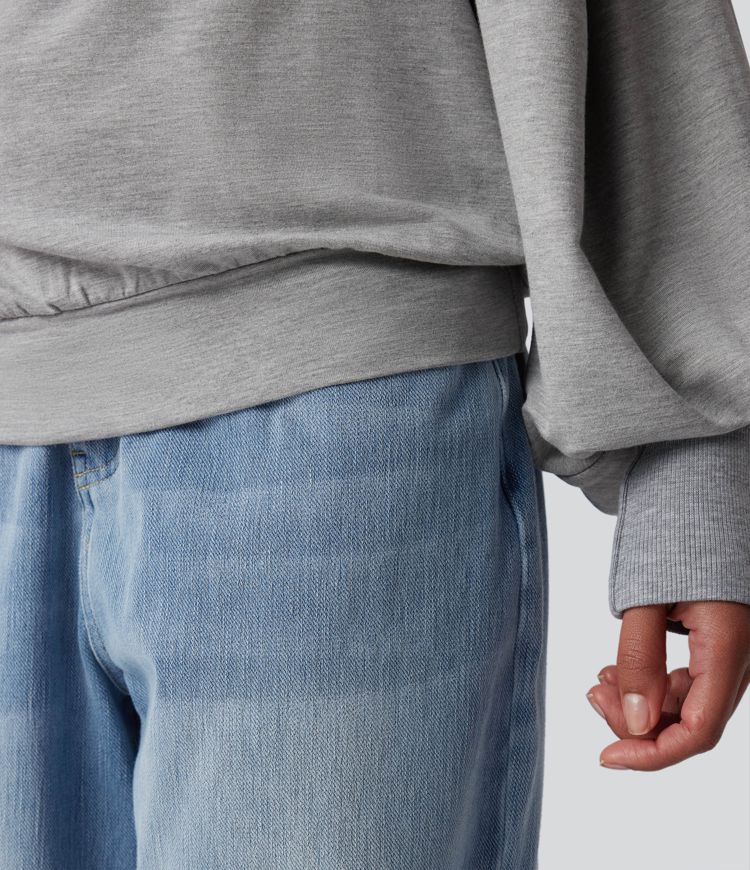 Boat Neck Long Sleeve Casual Sports Sweatshirt