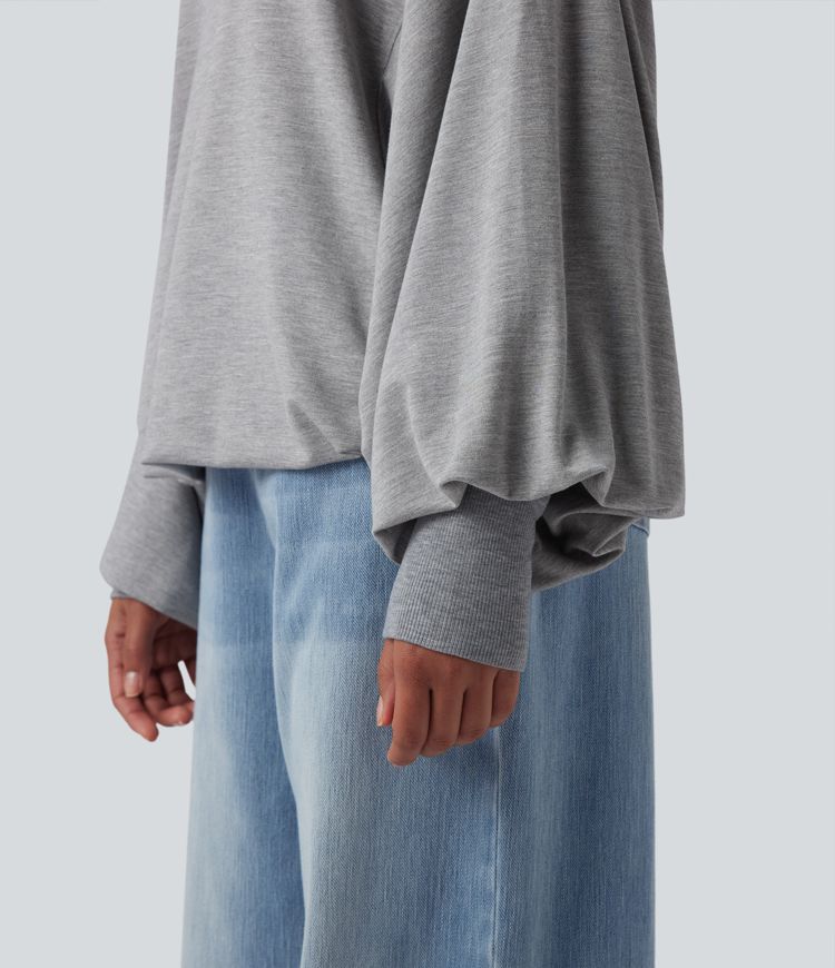 Boat Neck Long Sleeve Casual Sports Sweatshirt