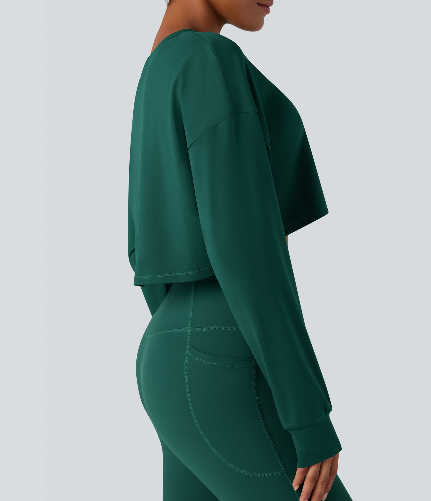 Round Neck Long Sleeve Cropped Yoga Sports Top