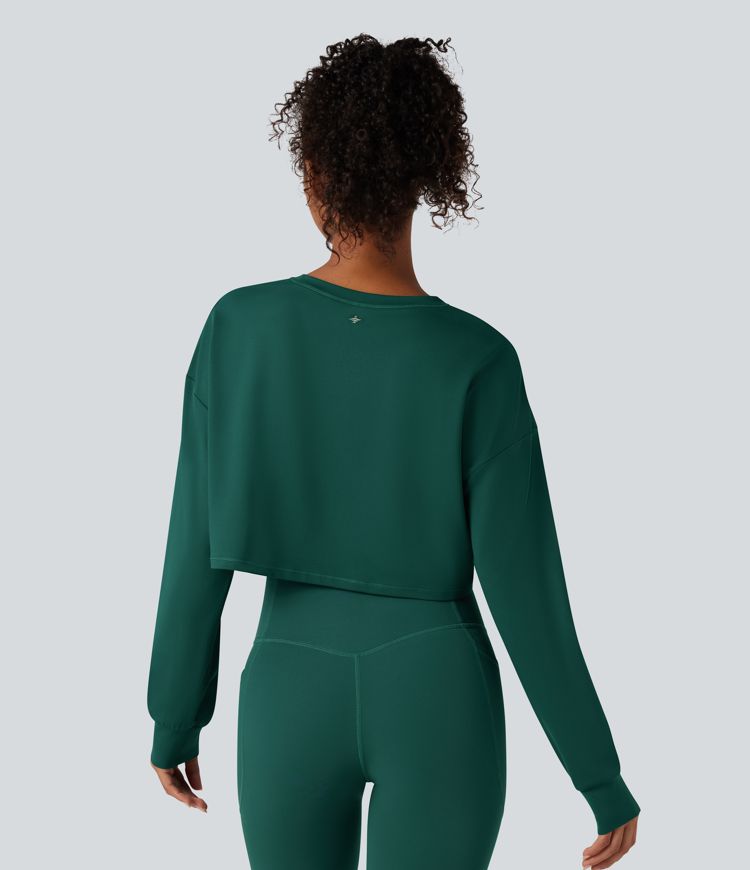 Round Neck Long Sleeve Cropped Yoga Sports Top