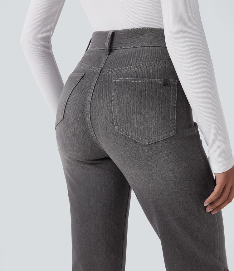 Halara Flex™ High Waisted Tummy Control Pockets Straight Leg Washed Casual Jeans