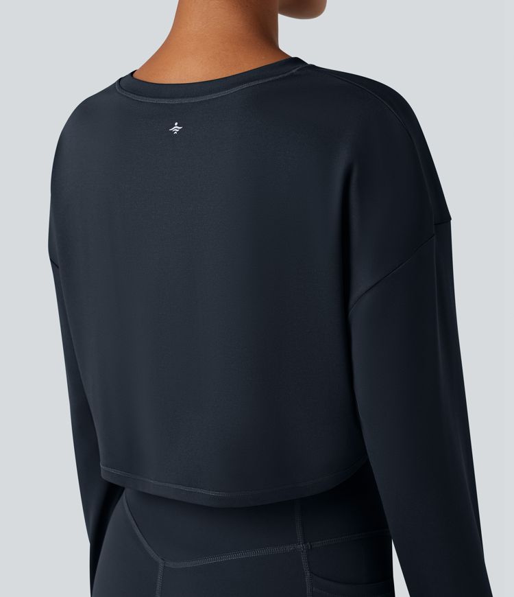 Round Neck Long Sleeve Cropped Yoga Sports Top