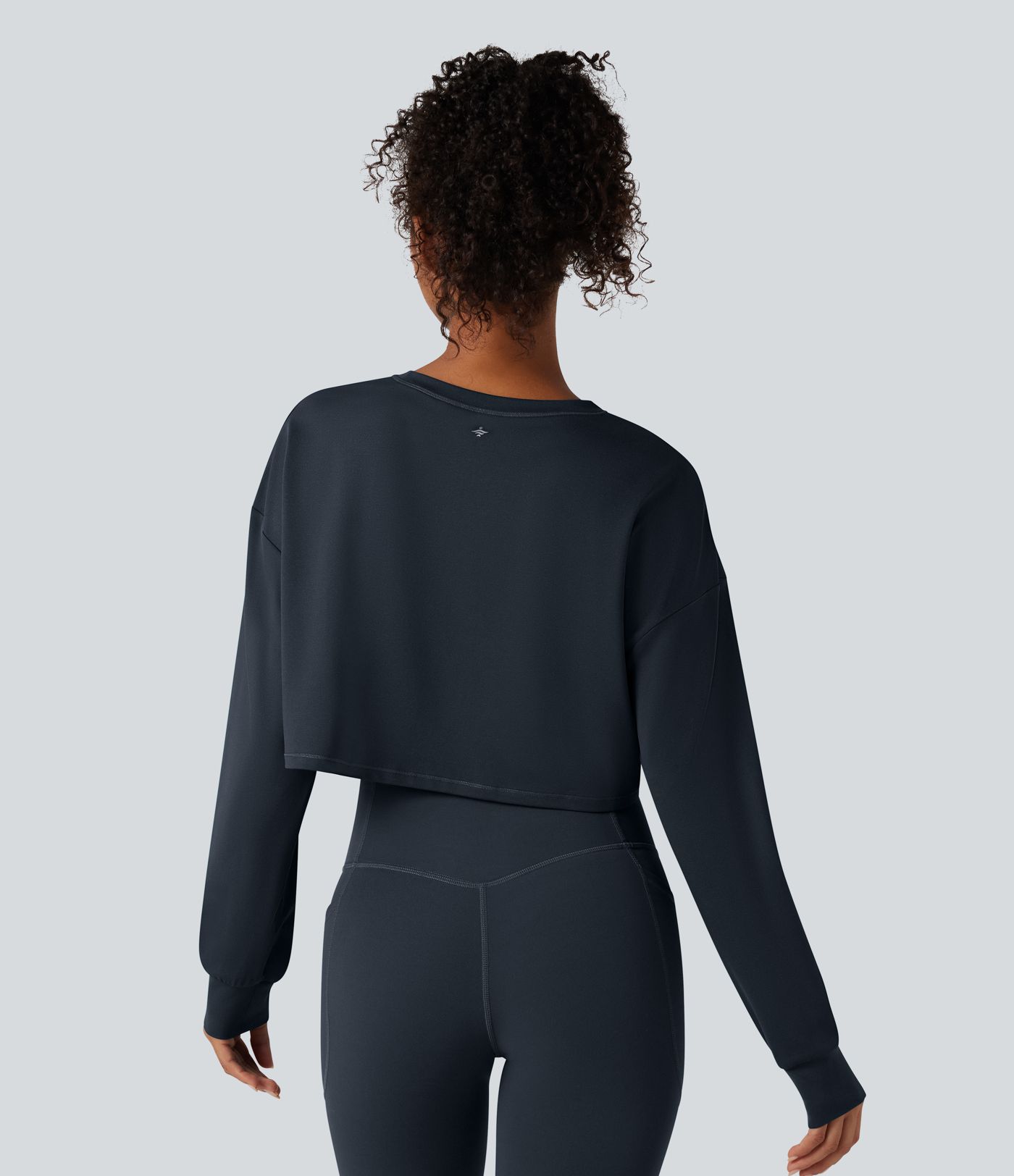 Round Neck Long Sleeve Cropped Yoga Sports Top