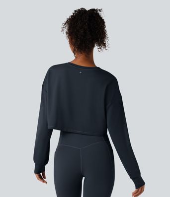 Round Neck Long Sleeve Cropped Yoga Sports Top