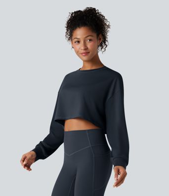 Round Neck Long Sleeve Cropped Yoga Sports Top