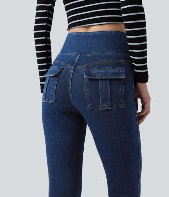 Halara Flex™ High Waisted Tummy Control Denim Casual Leggings with Pockets