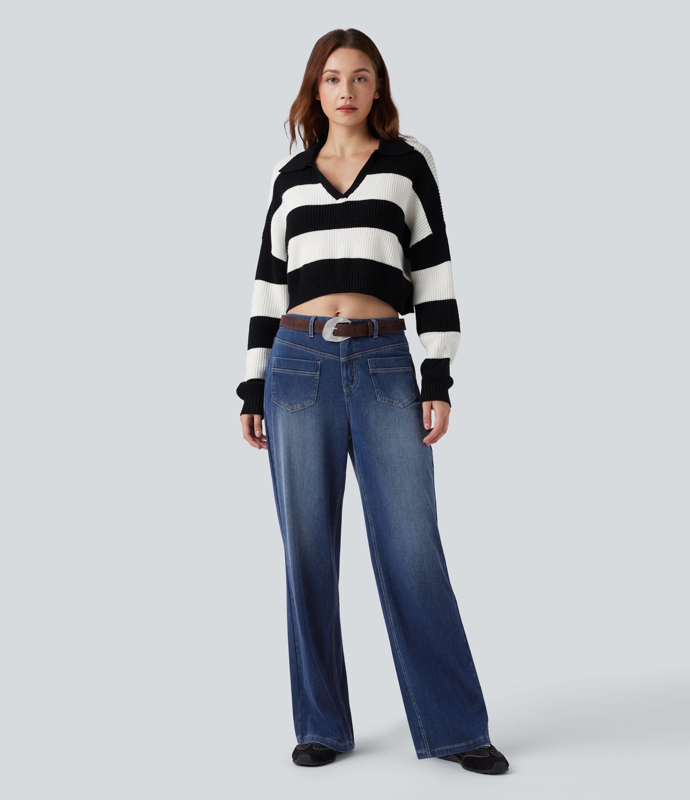 Halara Flex™ Mid Rise Straight Leg Casual Jeans with Pockets