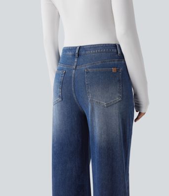 Halara Flex™ Mid Rise Straight Leg Casual Jeans with Pockets