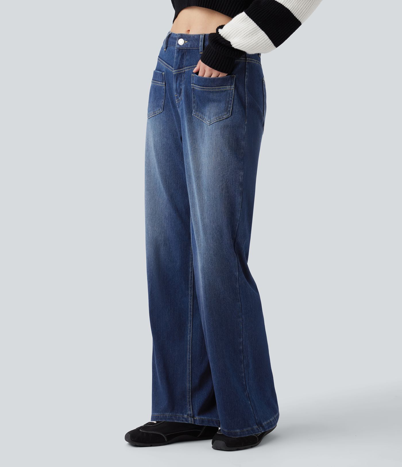 Halara Flex™ Mid Rise Straight Leg Casual Jeans with Pockets