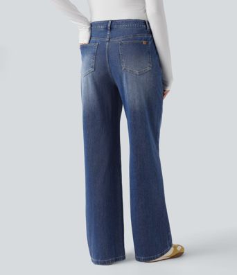 Halara Flex™ Mid Rise Straight Leg Casual Jeans with Pockets