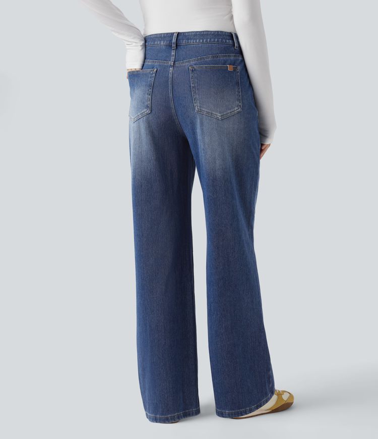 Halara Flex™ Mid Rise Straight Leg Casual Jeans with Pockets