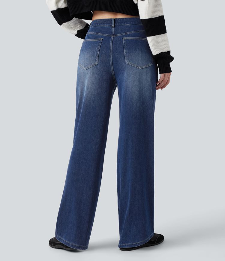 Halara Flex™ Mid Rise Straight Leg Casual Jeans with Pockets