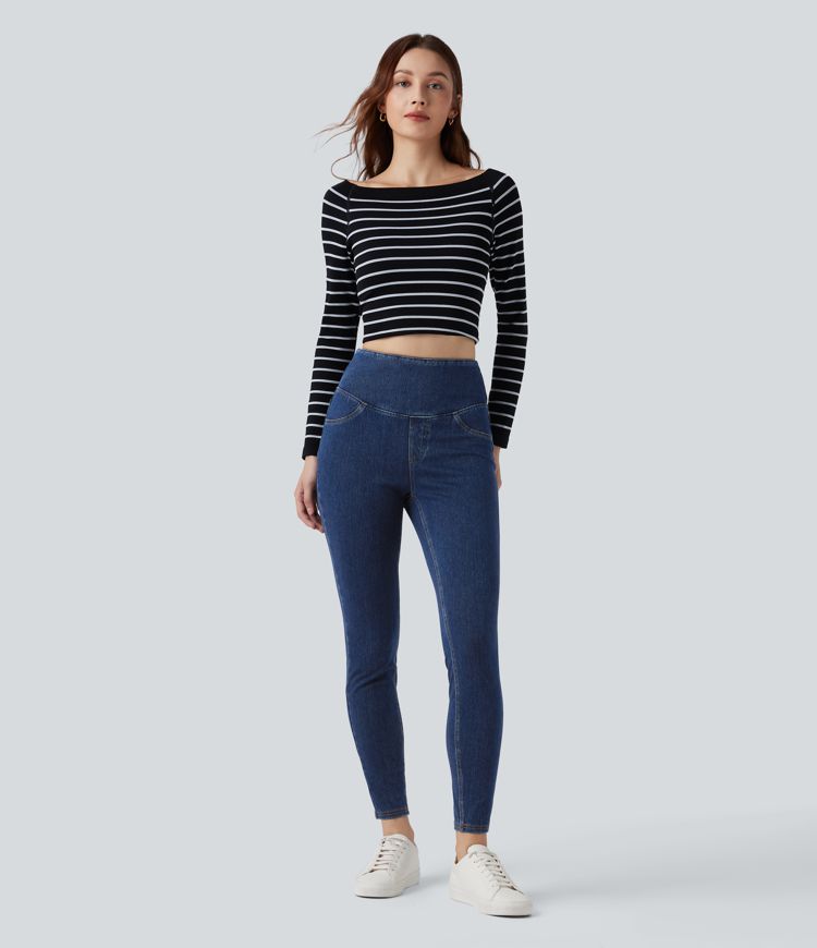Halara Flex™ High Waisted Tummy Control Denim Casual Leggings with Pockets