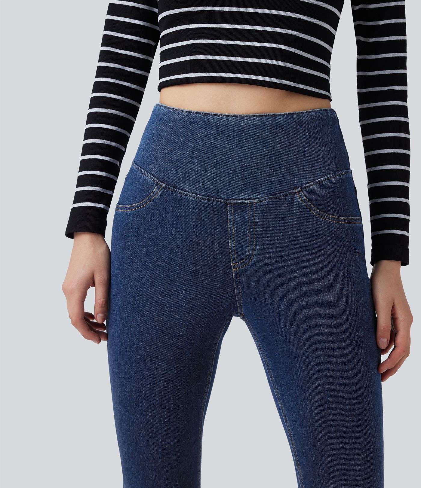 Halara Flex™ High Waisted Tummy Control Denim Casual Leggings with Pockets