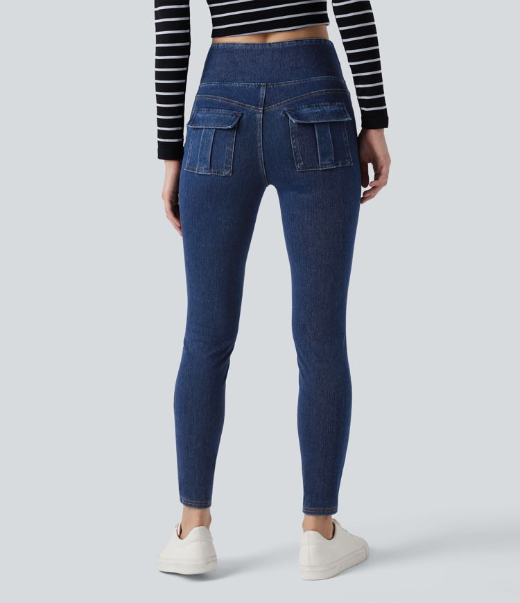 Halara Flex™ High Waisted Tummy Control Denim Casual Leggings with Pockets