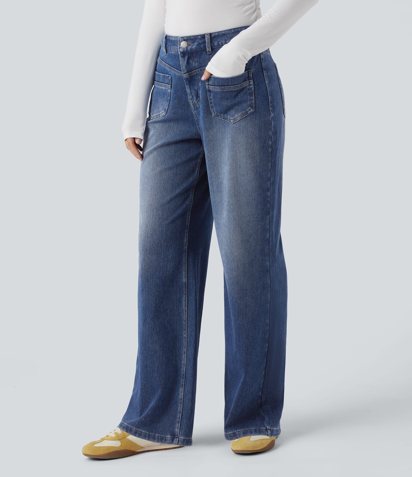 Halara Flex™ Mid Rise Straight Leg Casual Jeans with Pockets