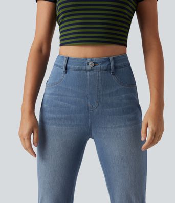 Halara Flex™ High Waisted Tummy Control Butt Lifting Denim Casual Bootcut Leggings with Pockets