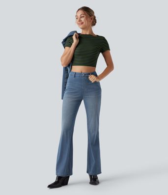 Halara Flex™ High Waisted Tummy Control Butt Lifting Denim Casual Bootcut Leggings with Pockets