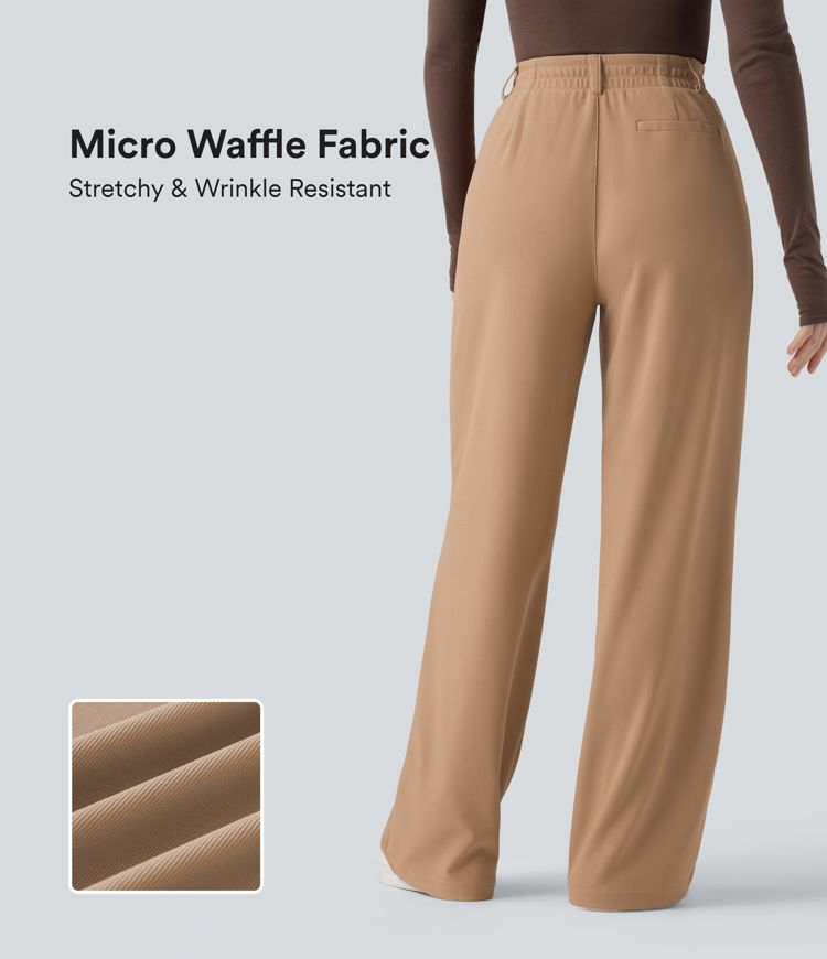 Halara Flex™ High Waisted Straight Leg Micro Waffle Work Trousers with Pockets