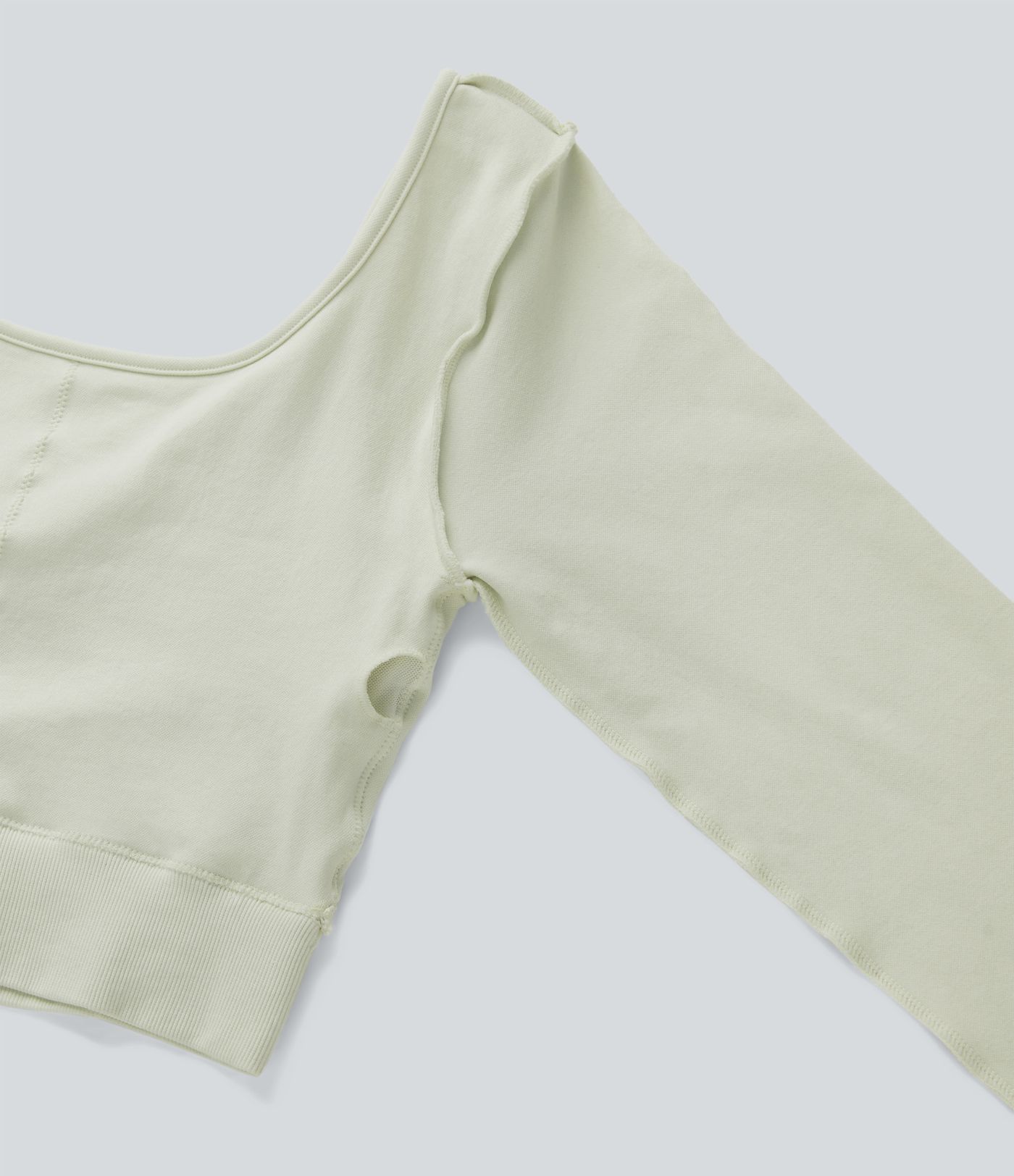 Seamless Flow Twisted Backless Scoop Neck Long Sleeve Thumb Holes Cropped Yoga Sports Top