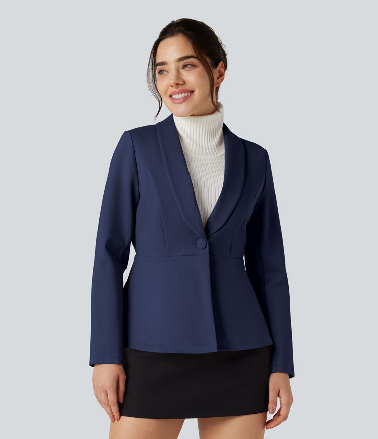 Shawl Collar Long Sleeve Work Blazer