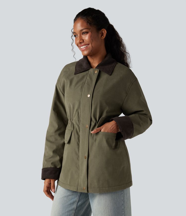Long Sleeve Casual Padded Jacket with Pockets