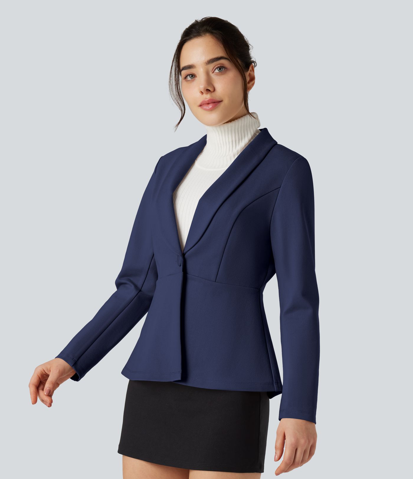 Shawl Collar Long Sleeve Work Blazer