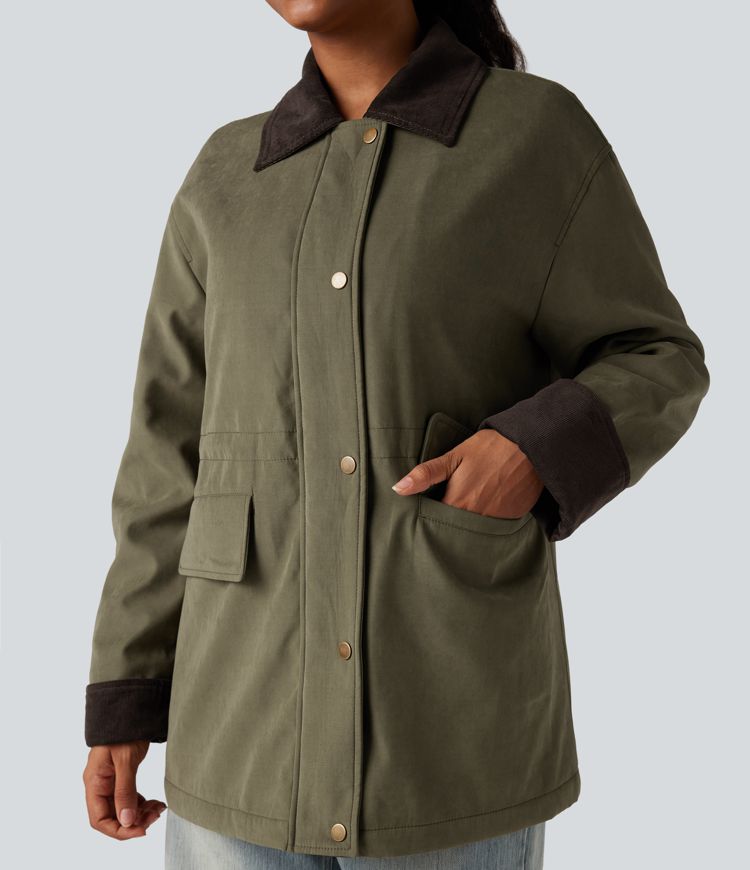 Long Sleeve Casual Padded Jacket with Pockets