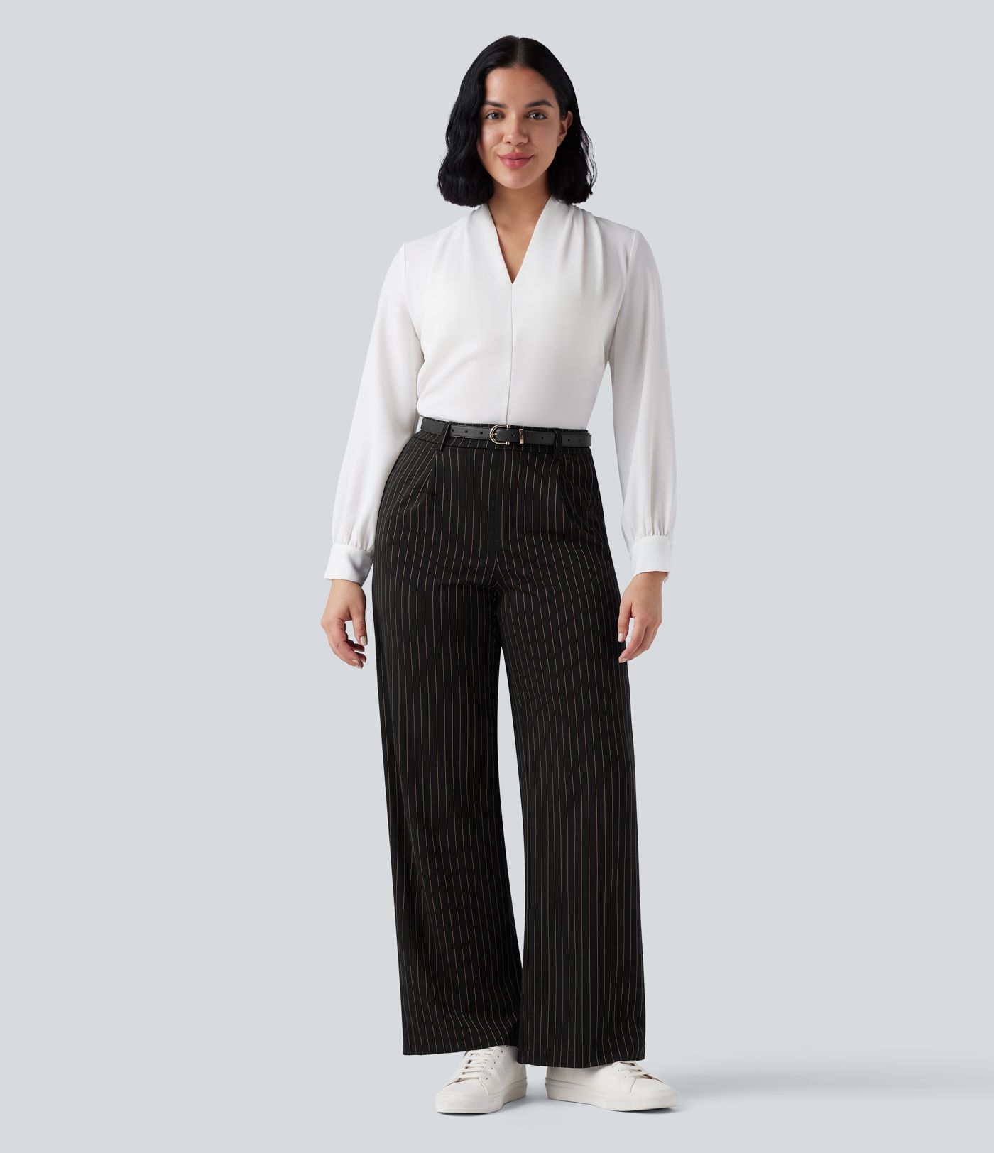 Halara Flex™ High Waisted Straight Leg Cool Touch Stripe Work Pants with Pockets