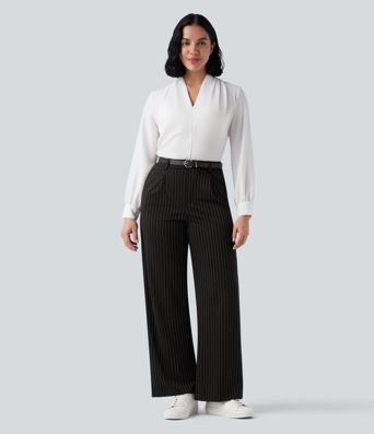 Halara Flex™ High Waisted Straight Leg Cool Touch Stripe Work Pants with Pockets