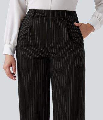 Halara Flex™ High Waisted Straight Leg Cool Touch Stripe Work Pants with Pockets
