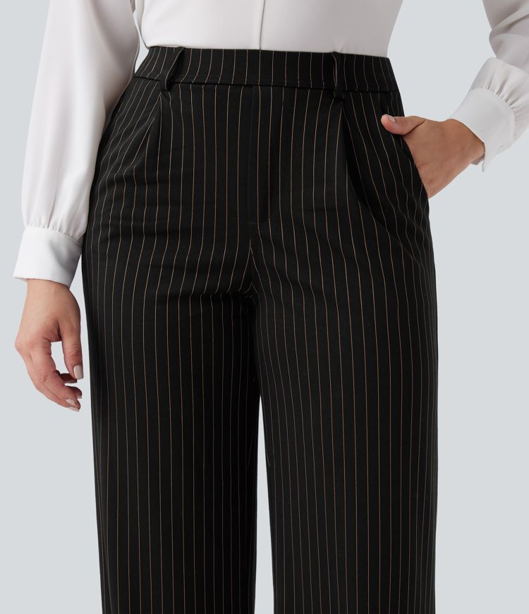 Halara Flex™ High Waisted Straight Leg Cool Touch Stripe Work Pants with Pockets