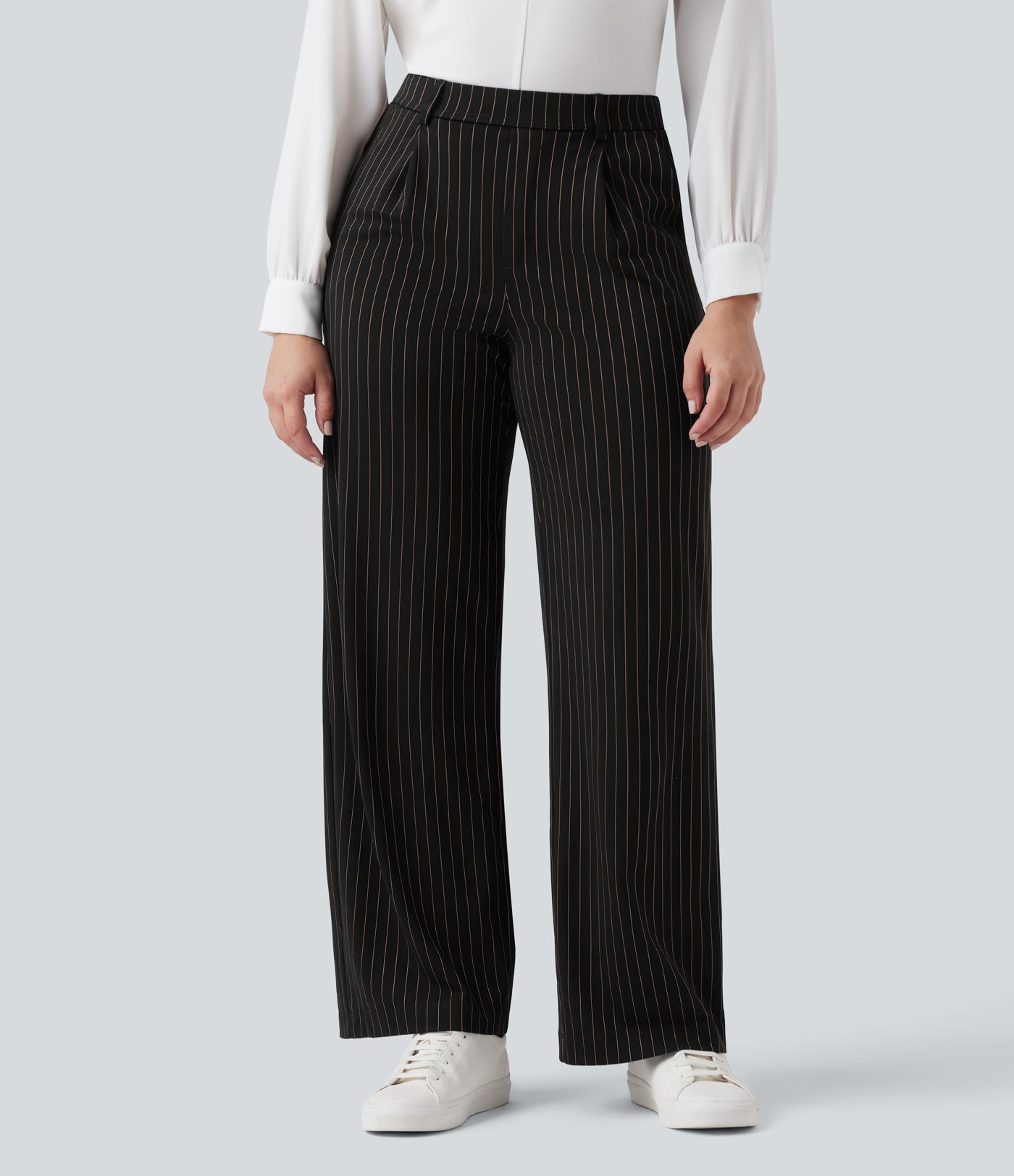 Halara Flex™ High Waisted Straight Leg Cool Touch Stripe Work Pants with Pockets