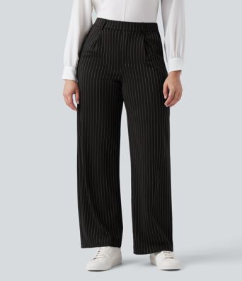 Halara Flex™ High Waisted Straight Leg Cool Touch Stripe Work Pants with Pockets