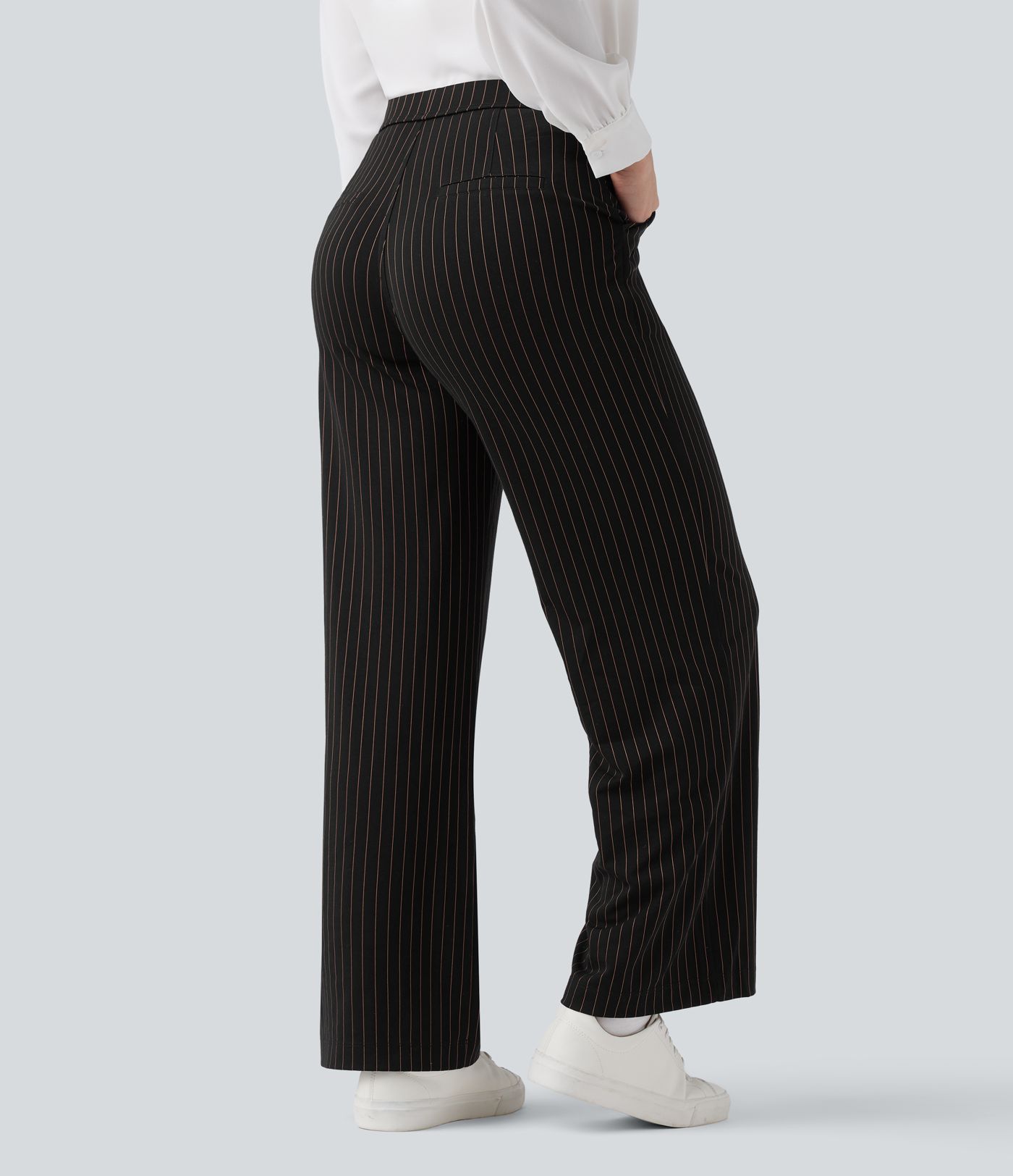 Halara Flex™ High Waisted Straight Leg Cool Touch Stripe Work Pants with Pockets